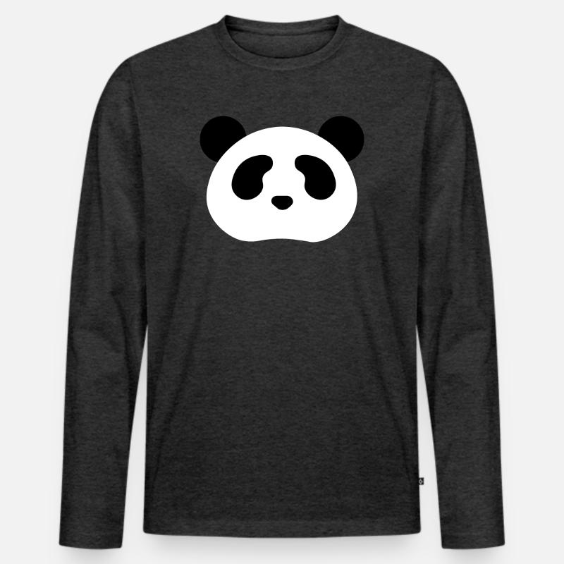 Panda Bear - Männer Premium Bio Langarmshirt - Anthrazit meliert