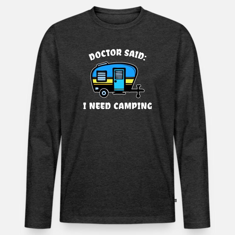 Urlaub Statement Wohnwagen Camping Wanderer - Männer Premium Bio Langarmshirt - Anthrazit meliert