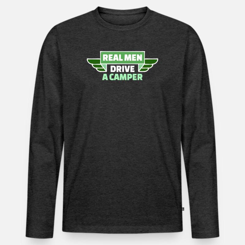 Camper Statement Camping Wanderer Wanderlust - Männer Premium Bio Langarmshirt - Anthrazit meliert