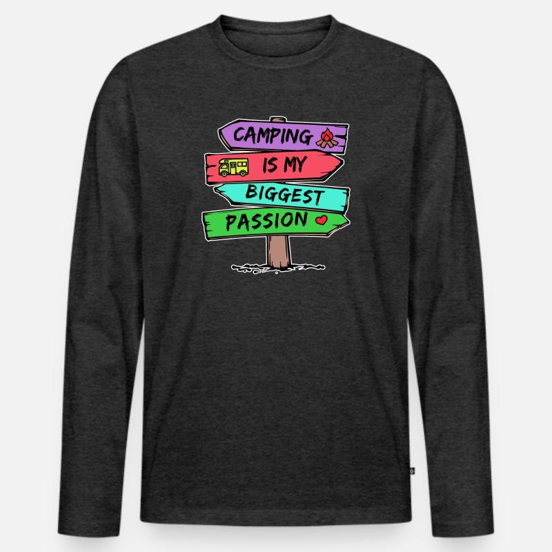 Camping Statement Wohnmobil Herz Camper Relaxen - Männer Premium Bio Langarmshirt - Anthrazit meliert