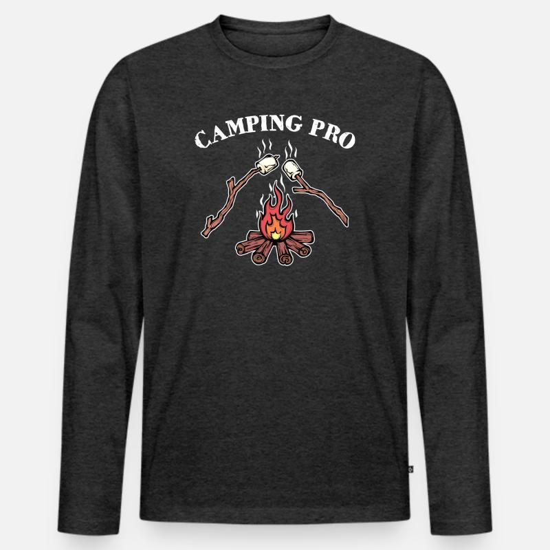 Camping Statement Campingplatz Lagerfeuer Campen - Männer Premium Bio Langarmshirt - Anthrazit meliert