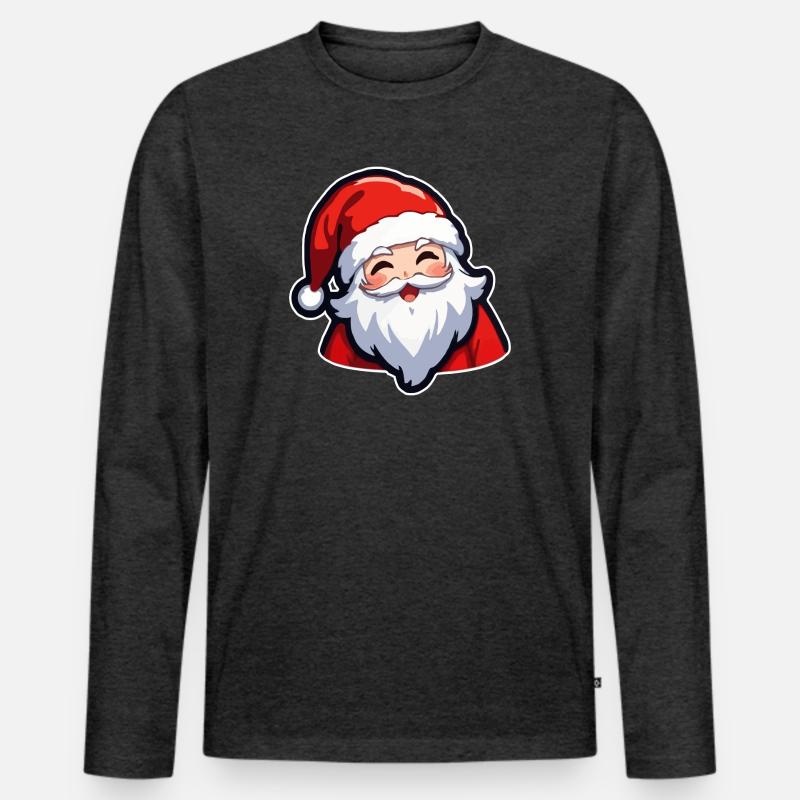Weihnachtsmann - Männer Premium Bio Langarmshirt - Anthrazit meliert