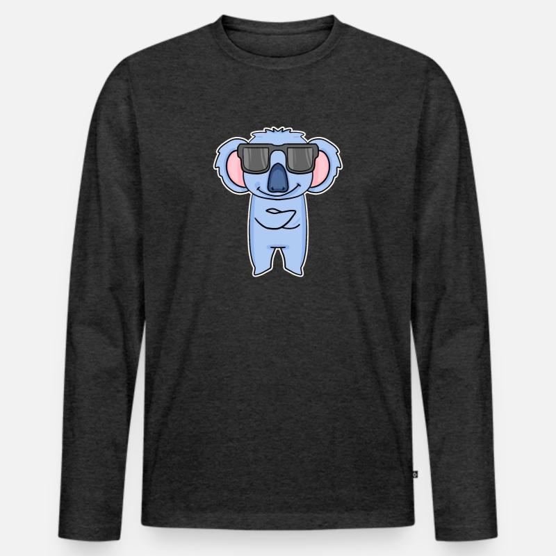 Koala mit Brille - Männer Premium Bio Langarmshirt - Anthrazit meliert