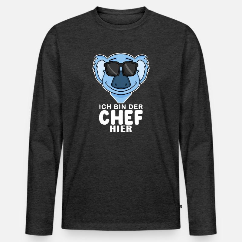 Koala - Männer Premium Bio Langarmshirt - Anthrazit meliert