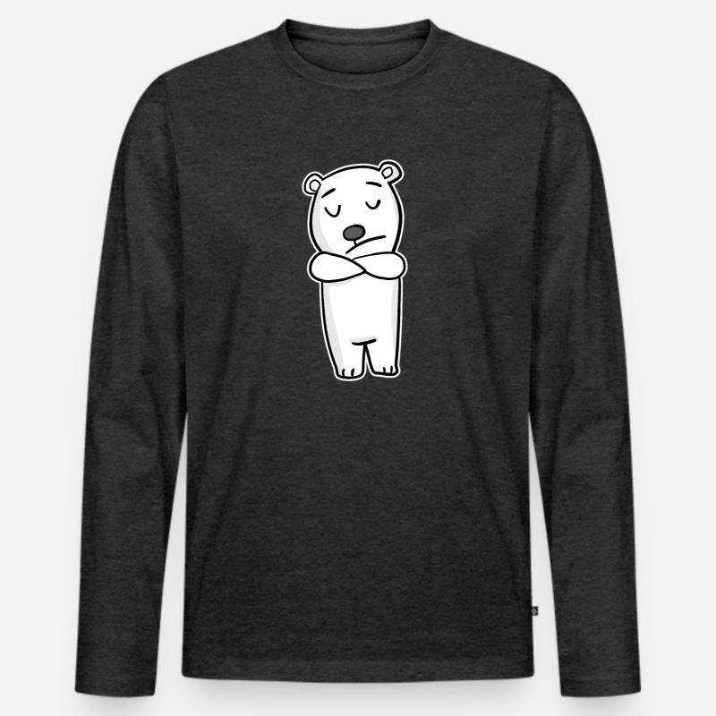 Eisbär ist genervt - Männer Premium Bio Langarmshirt - Anthrazit meliert