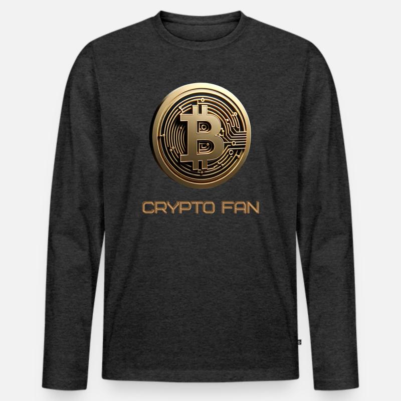 Bitcoin 3D Kryptowährung - Männer Premium Bio Langarmshirt - Anthrazit meliert
