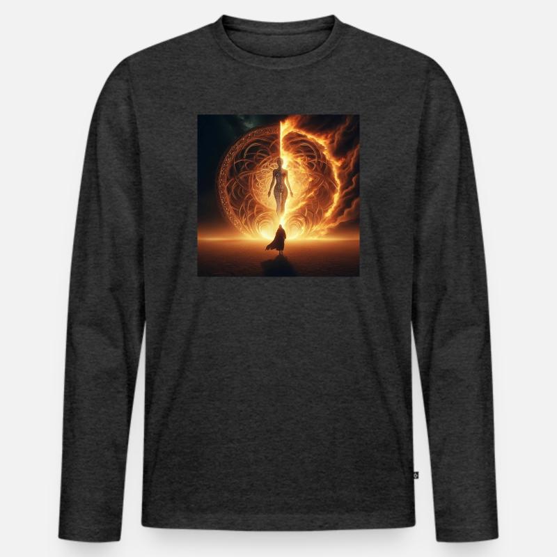 Sternentor - Männer Premium Bio Langarmshirt - Anthrazit meliert