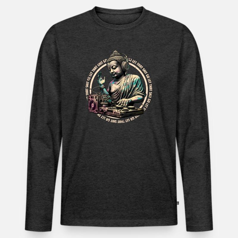 DJ Buddha - lass den Scheiß los - Männer Premium Bio Langarmshirt - Anthrazit meliert