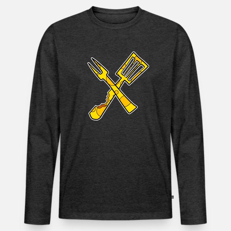 Koch Kochen Restaurant - Männer Premium Bio Langarmshirt - Anthrazit meliert