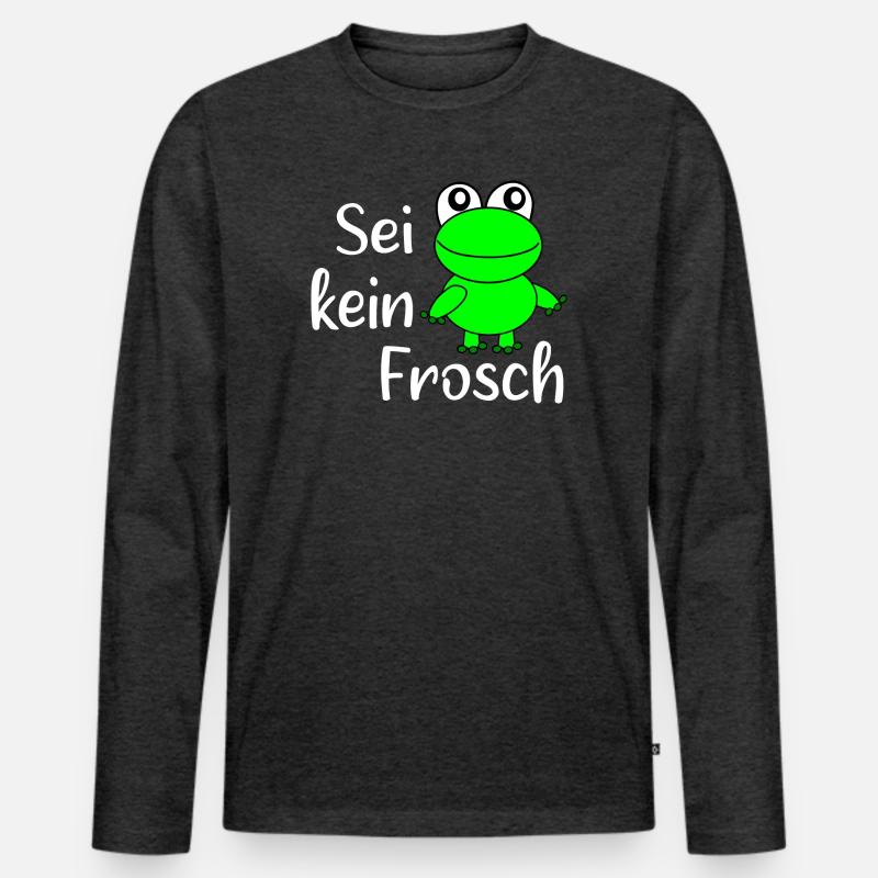 Fasching, Karneval, Kostüm, Frosch - Männer Premium Bio Langarmshirt - Anthrazit meliert