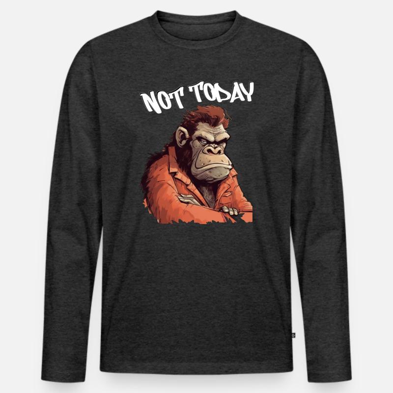 Nicht Heute Affe – Wütender Orang-Utan - Männer Premium Bio Langarmshirt - Anthrazit meliert