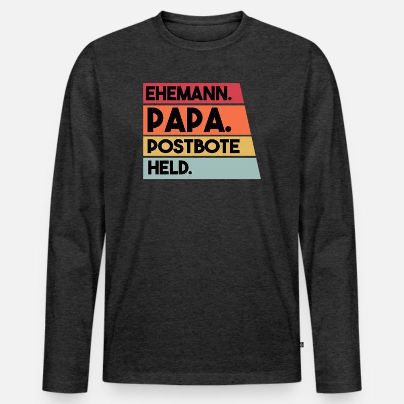 Ehemann Papa Beruf Postbote Held - Männer Premium Bio Langarmshirt - Anthrazit meliert
