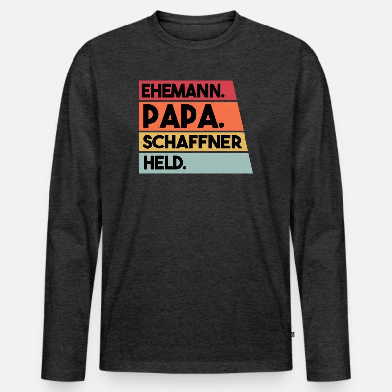 Ehemann Papa Schaffner Held - Männer Premium Bio Langarmshirt - Anthrazit meliert