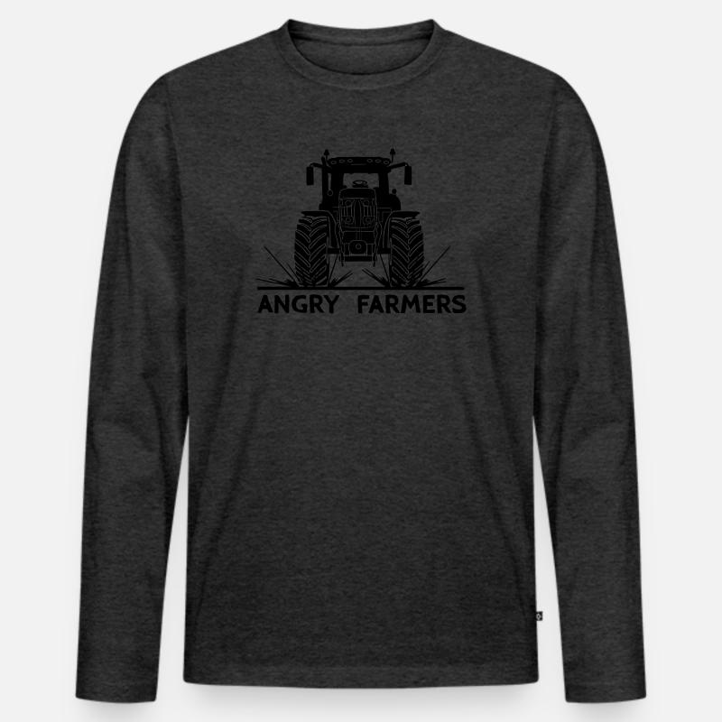 Traktor-Protest Wütende Bauern - Männer Premium Bio Langarmshirt - Anthrazit meliert