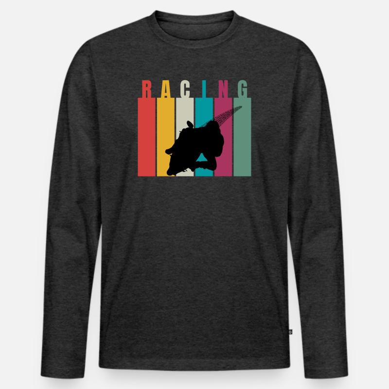 Racing Retro Silhouette - Männer Premium Bio Langarmshirt - Anthrazit meliert