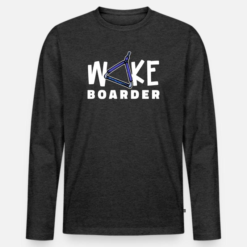 Wellenreiten Kitesurfer Statement Wakeboard - Männer Premium Bio Langarmshirt - Anthrazit meliert
