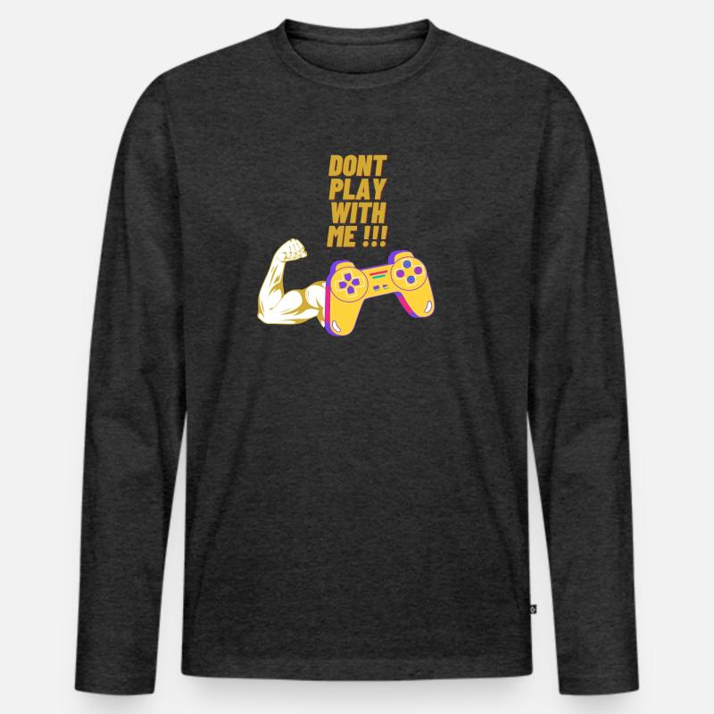 Game On 2 - Männer Premium Bio Langarmshirt - Anthrazit meliert