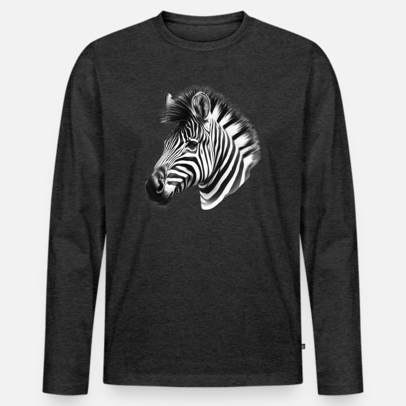 Zebra - Männer Premium Bio Langarmshirt - Anthrazit meliert
