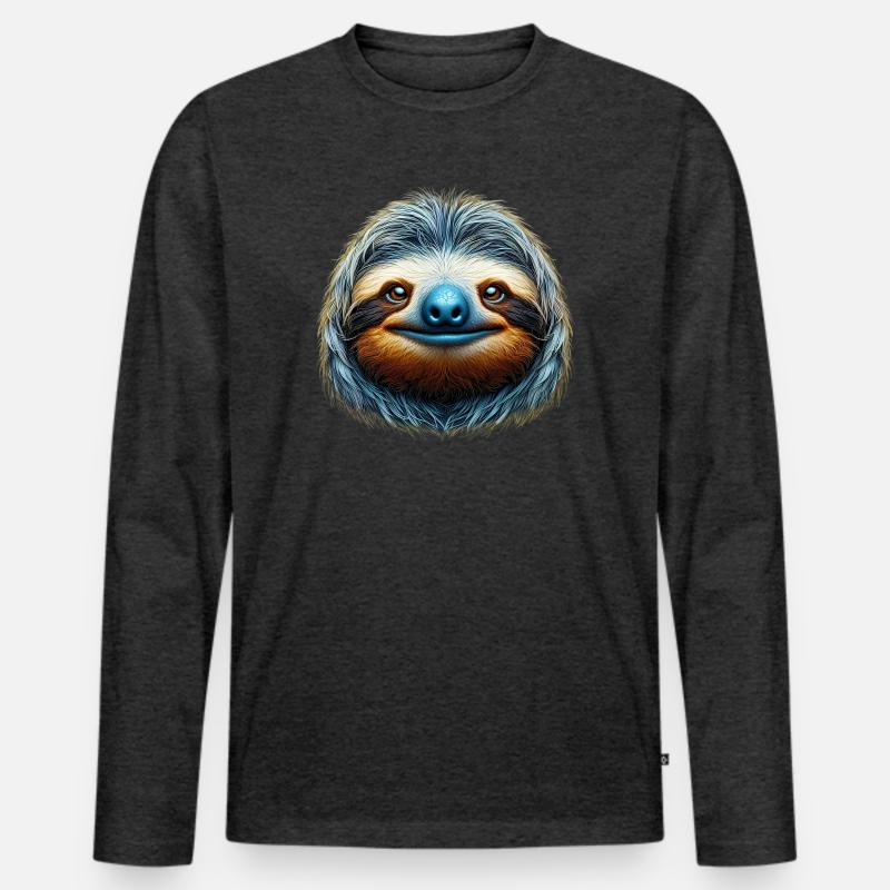 Faultier - Männer Premium Bio Langarmshirt - Anthrazit meliert