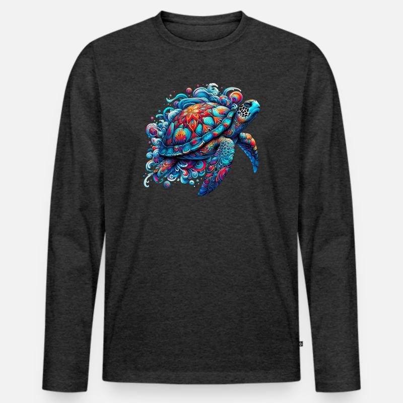 Schildkröte - Männer Premium Bio Langarmshirt - Anthrazit meliert
