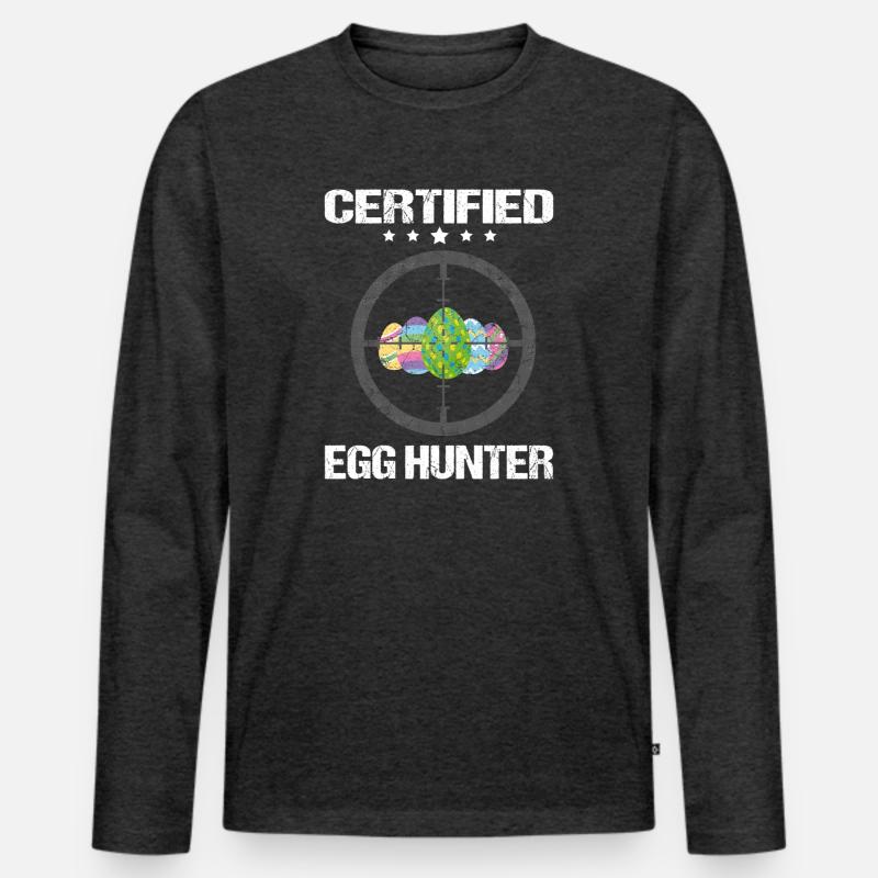 Certified Egg Hunter - Männer Premium Bio Langarmshirt - Anthrazit meliert