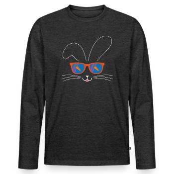 Osterhase lustig mit Sonnenbrille funny Bunny - Männer Premium Bio Langarmshirt - Anthrazit meliert - Vorne - Nico (187cm)