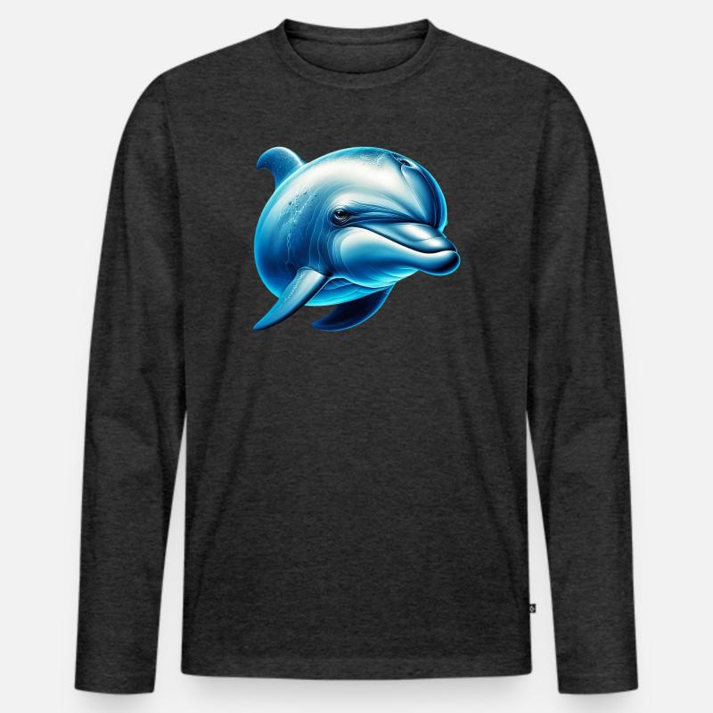 Delfin - Männer Premium Bio Langarmshirt - Anthrazit meliert
