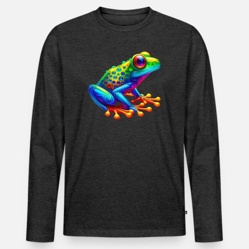 Frosch - Männer Premium Bio Langarmshirt - Anthrazit meliert