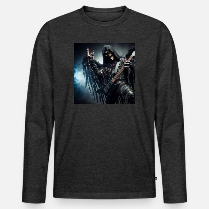 Der Sensenmann ist schwer - Männer Premium Bio Langarmshirt - Anthrazit meliert