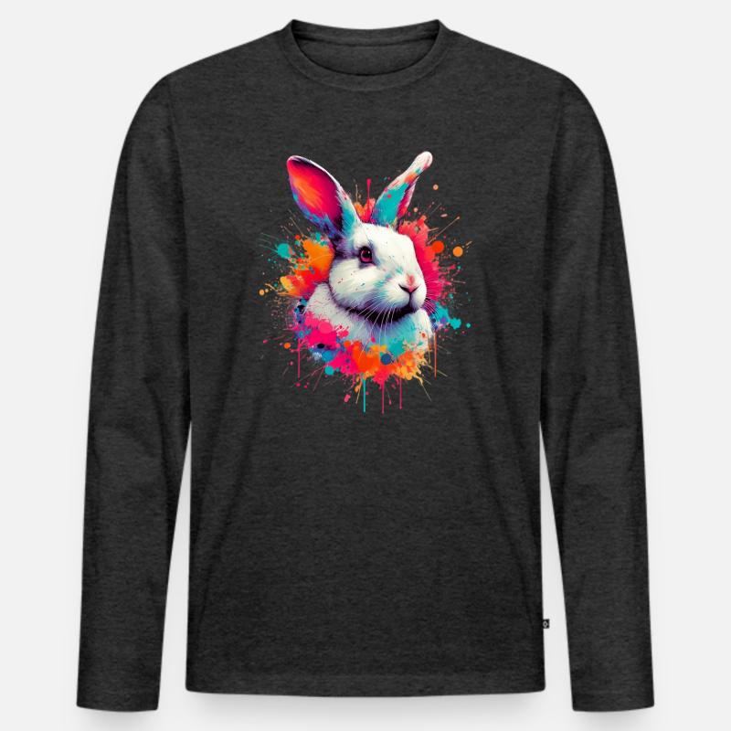 Kaninchen - Männer Premium Bio Langarmshirt - Anthrazit meliert