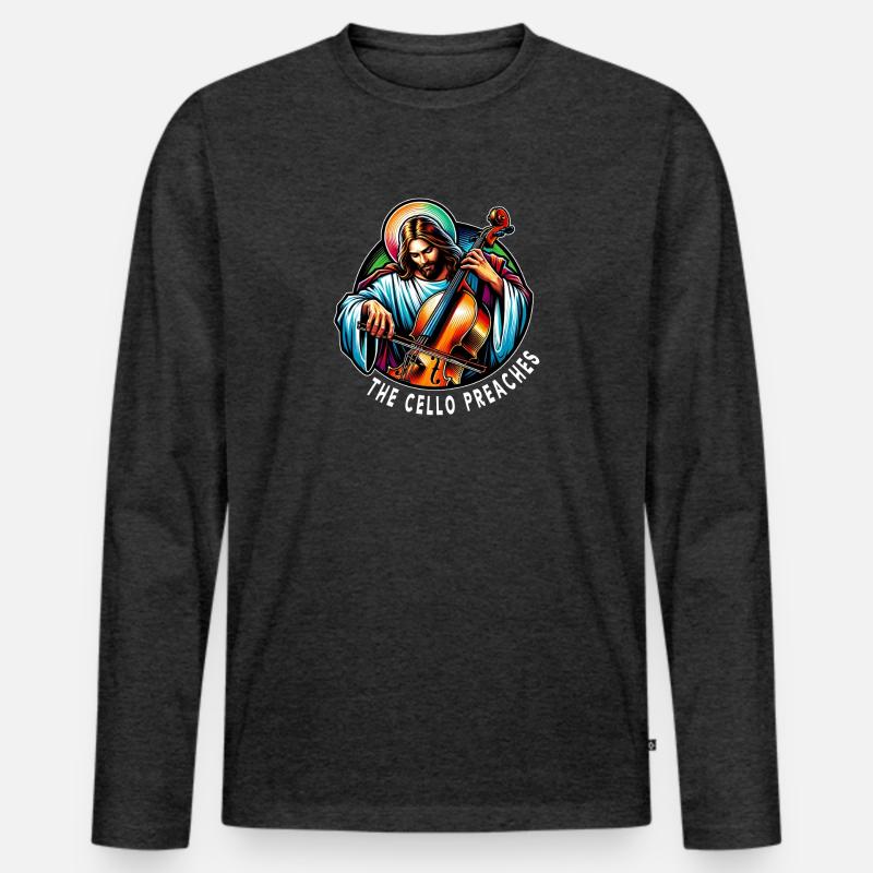 Das Cello predigt Jesus Christus - Männer Premium Bio Langarmshirt - Anthrazit meliert
