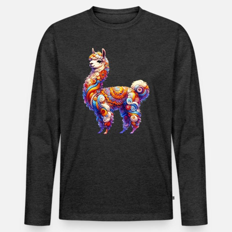 Alpaka - Männer Premium Bio Langarmshirt - Anthrazit meliert