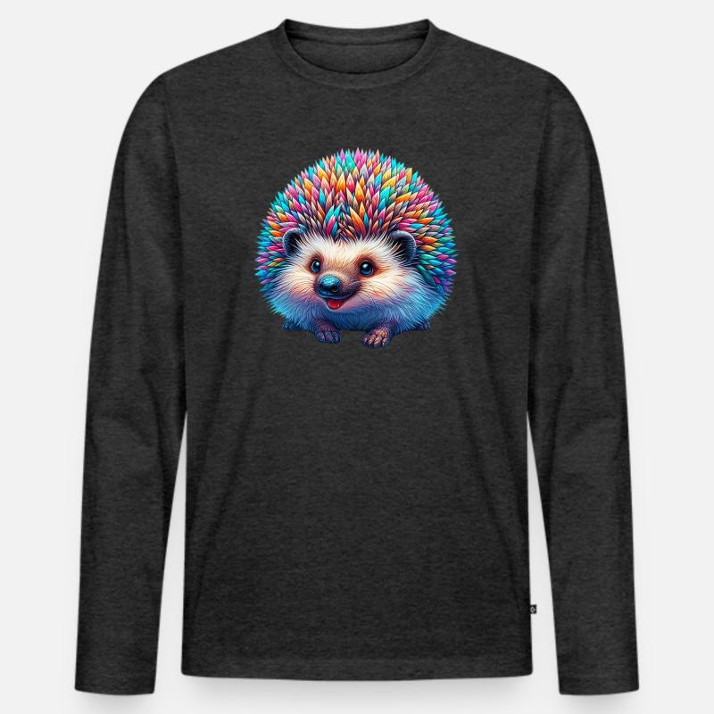 Igel - Männer Premium Bio Langarmshirt - Anthrazit meliert