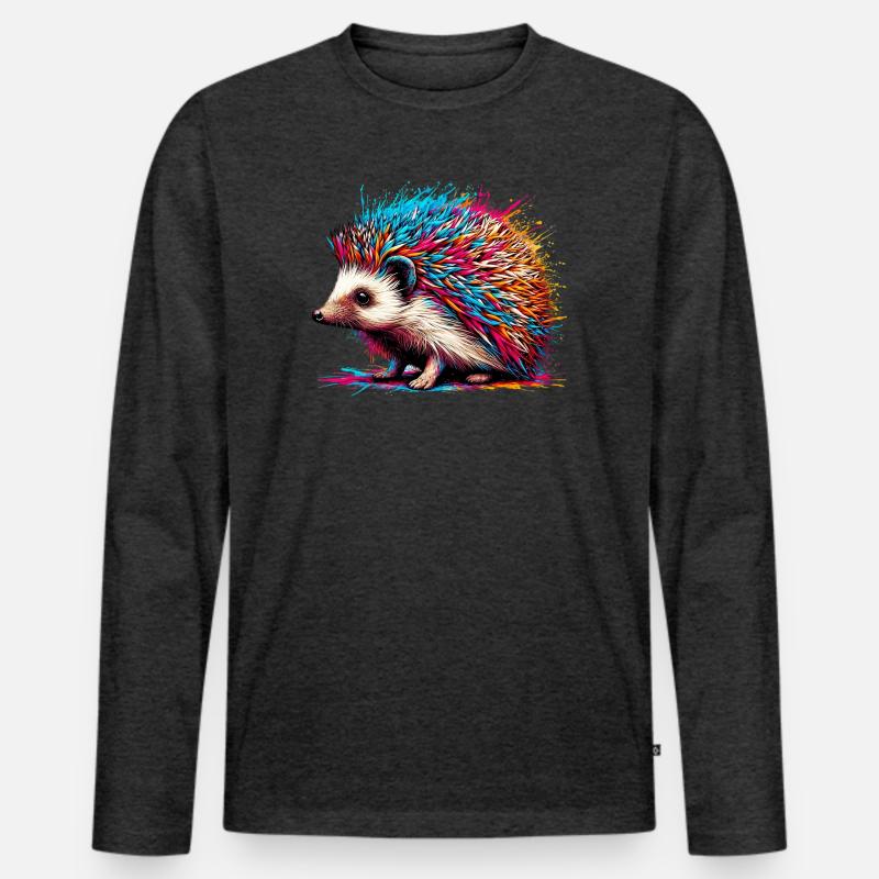 Igel - Männer Premium Bio Langarmshirt - Anthrazit meliert