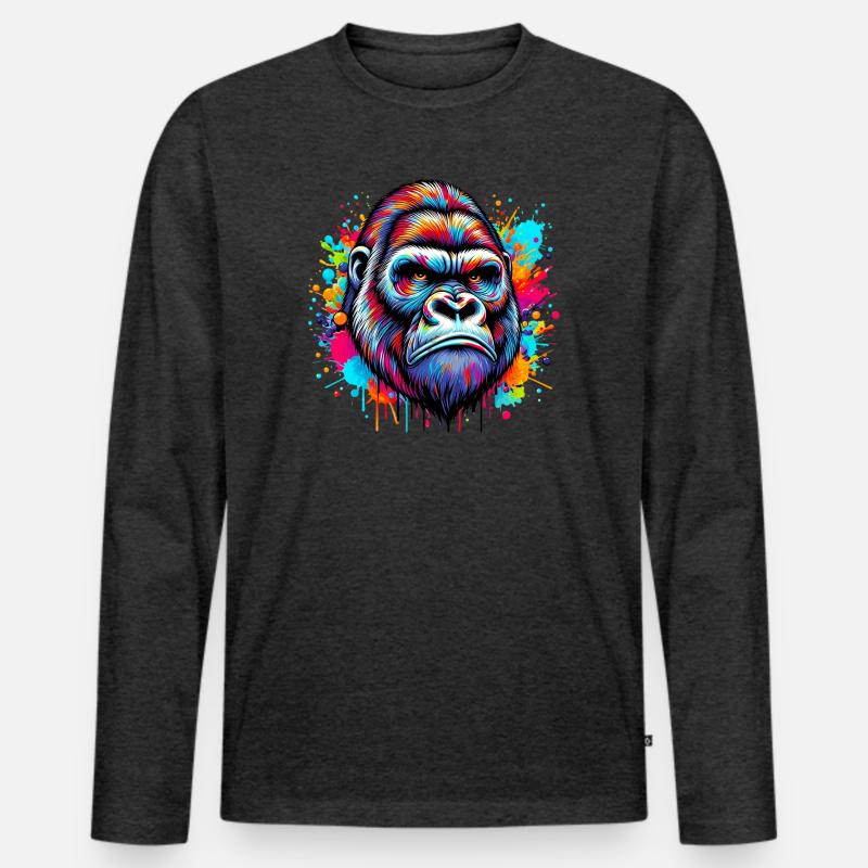 Gorilla - Männer Premium Bio Langarmshirt - Anthrazit meliert