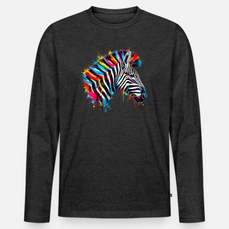 Zebra - Männer Premium Bio Langarmshirt - Anthrazit meliert