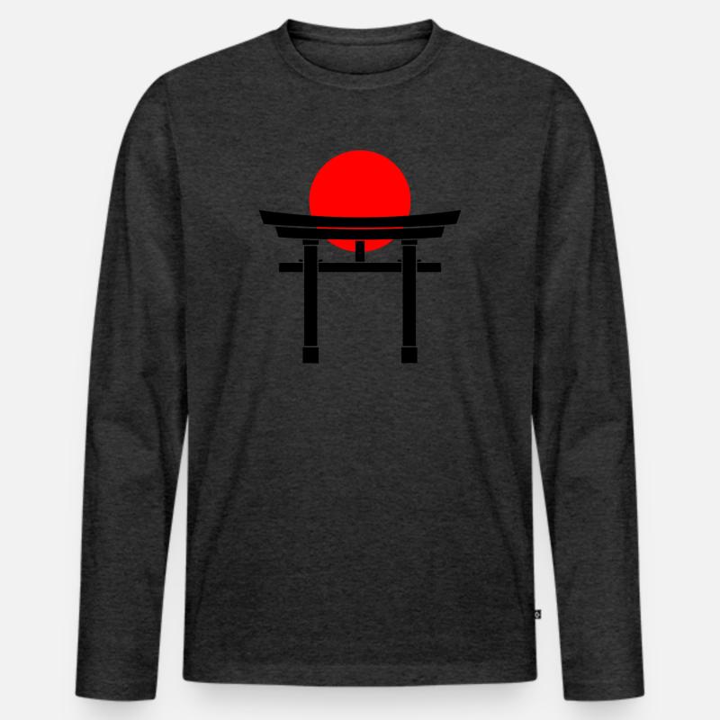 Torii Japan - Männer Premium Bio Langarmshirt - Anthrazit meliert