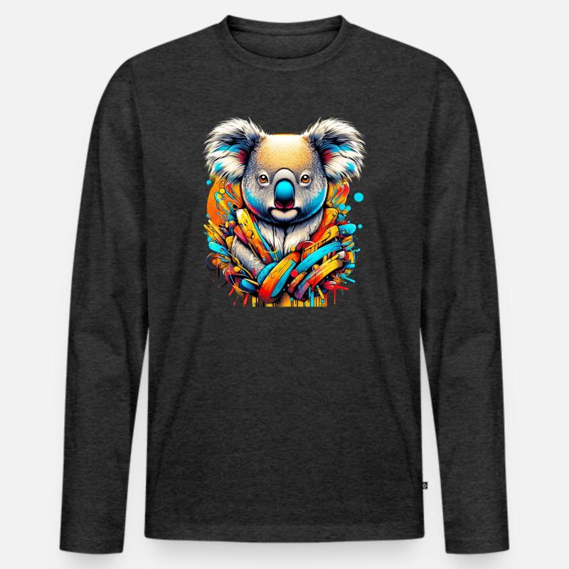 Koala - Männer Premium Bio Langarmshirt - Anthrazit meliert
