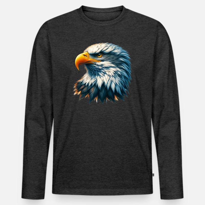 Adler - Männer Premium Bio Langarmshirt - Anthrazit meliert