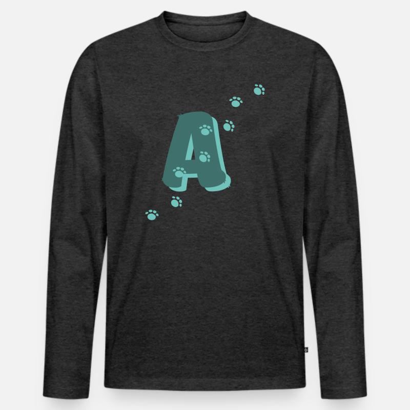 Pfoten Buchstabe A - Männer Premium Bio Langarmshirt - Anthrazit meliert