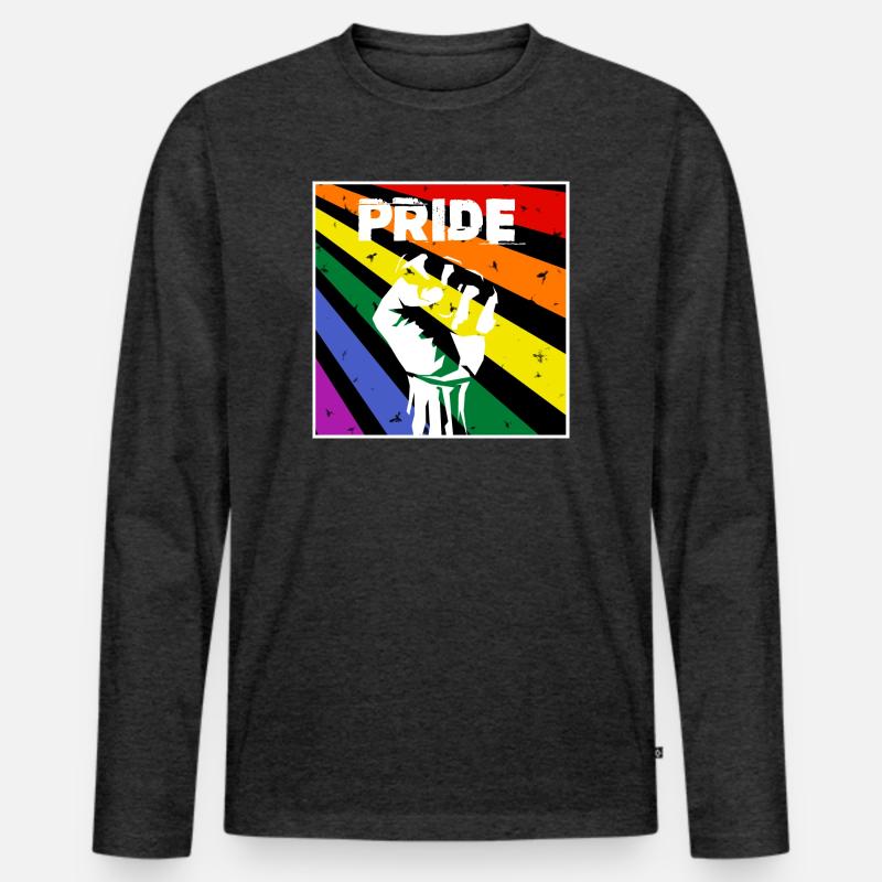 PRIDE - Männer Premium Bio Langarmshirt - Anthrazit meliert