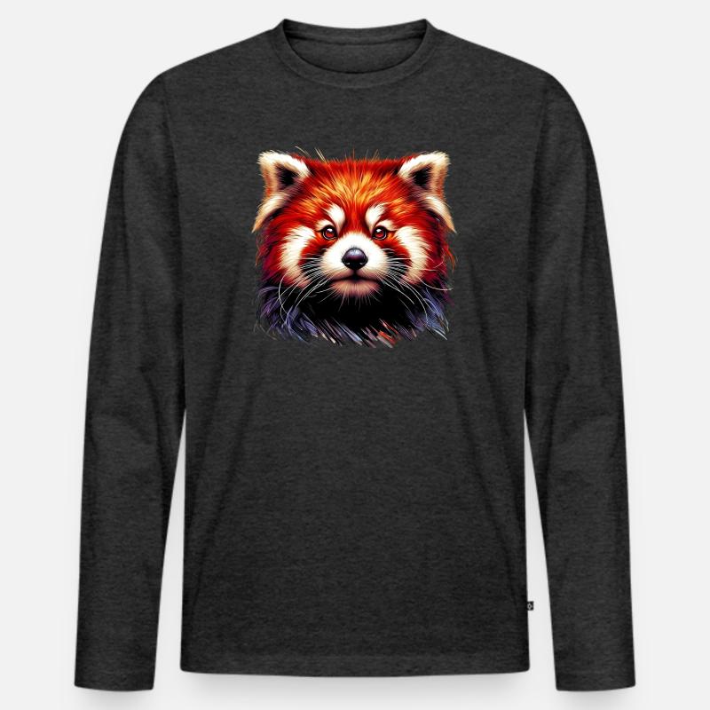 Kleiner Panda - Männer Premium Bio Langarmshirt - Anthrazit meliert