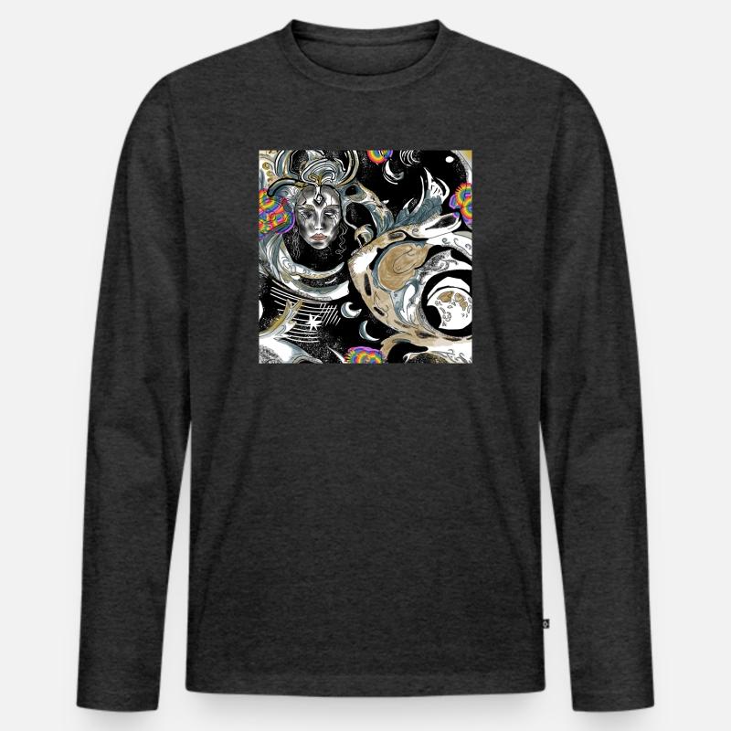 Celestial Wonder Fusion der Kunstfertigkeit - Männer Premium Bio Langarmshirt - Anthrazit meliert