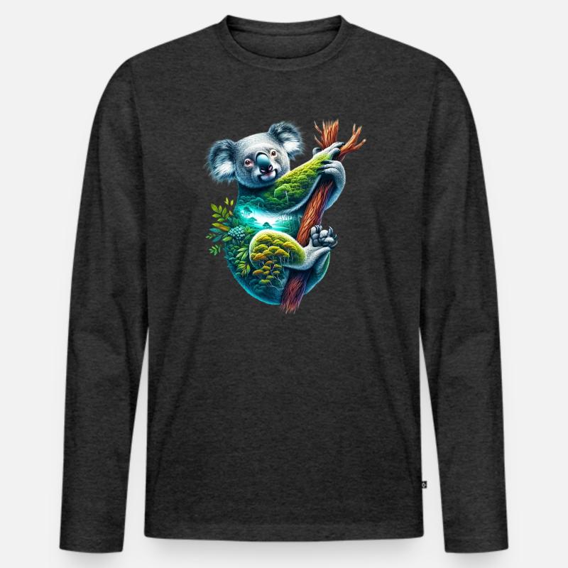 Koala - Männer Premium Bio Langarmshirt - Anthrazit meliert