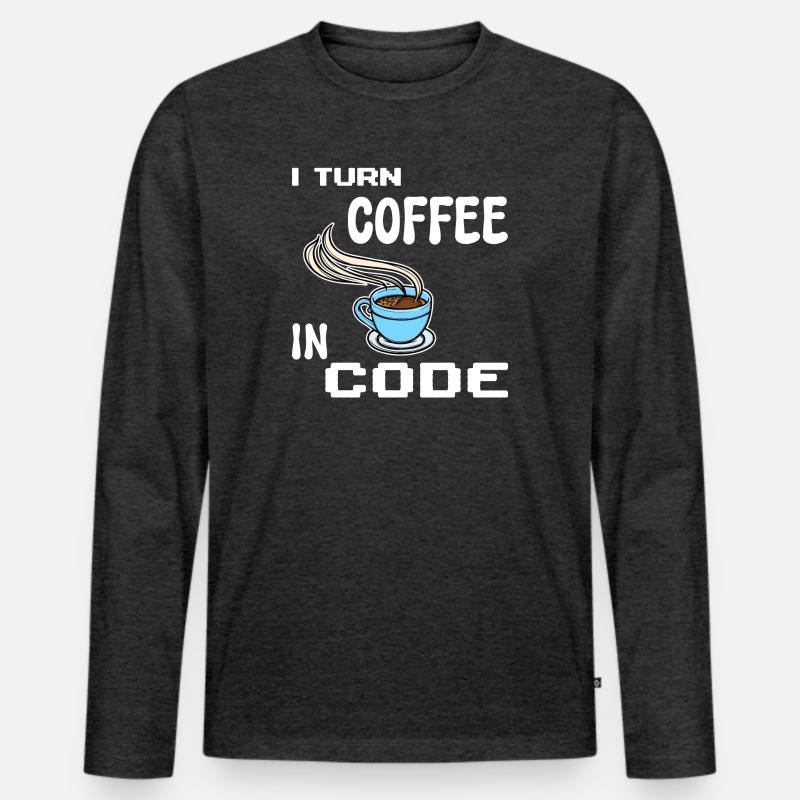 Developer Computerfreak Statement Programmierer - Männer Premium Bio Langarmshirt - Anthrazit meliert