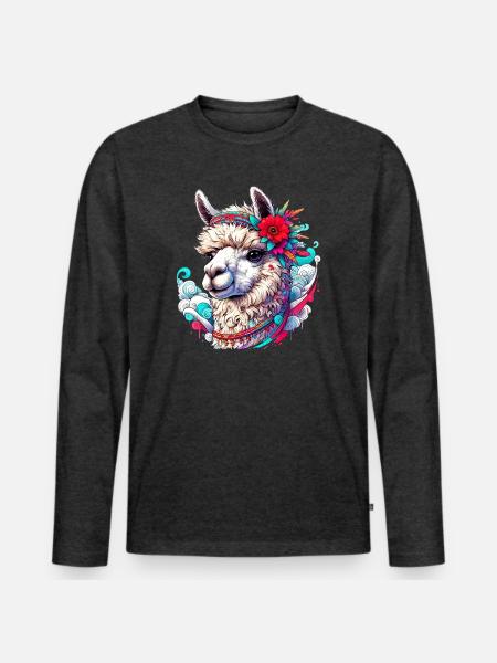 Alpaca - Men's Premium Organic Long Sleeve Shirt - heather anthracite