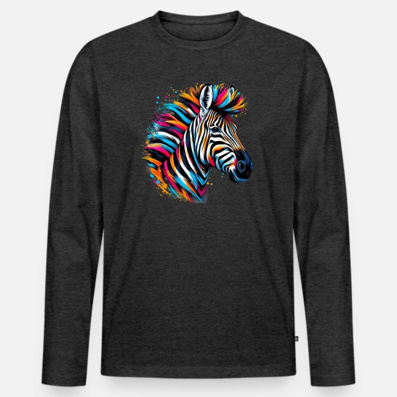 Zebra - Männer Premium Bio Langarmshirt - Anthrazit meliert