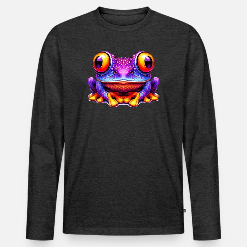 Frosch - Männer Premium Bio Langarmshirt - Anthrazit meliert