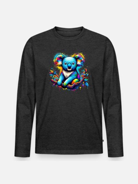 Koala - Men's Premium Organic Long Sleeve Shirt - heather anthracite