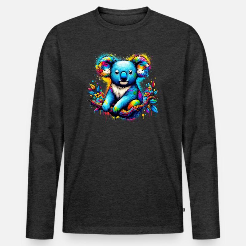 Koala - Männer Premium Bio Langarmshirt - Anthrazit meliert